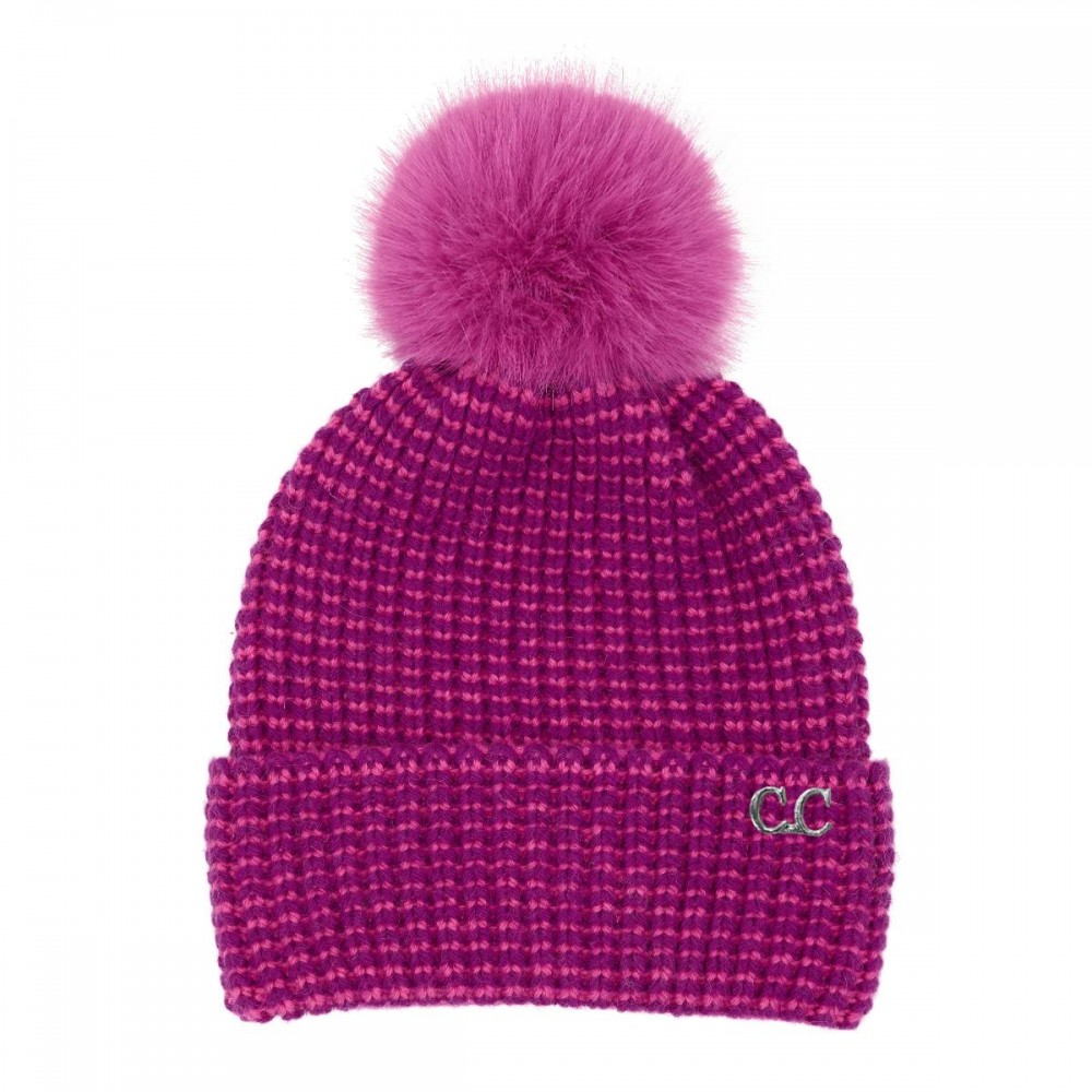 C.C HTC0064 Two Tone Angora Cuff Beanie - 60% Nylon / 30% Viscose / 10% Angora - One Size Fits Most view 2