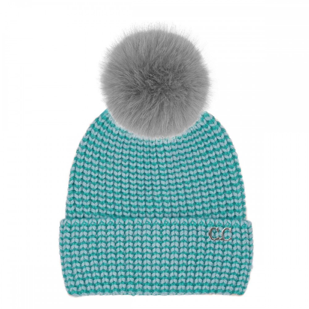 C.C HTC0064 Two Tone Angora Cuff Beanie - 60% Nylon / 30% Viscose / 10% Angora - One Size Fits Most view 2