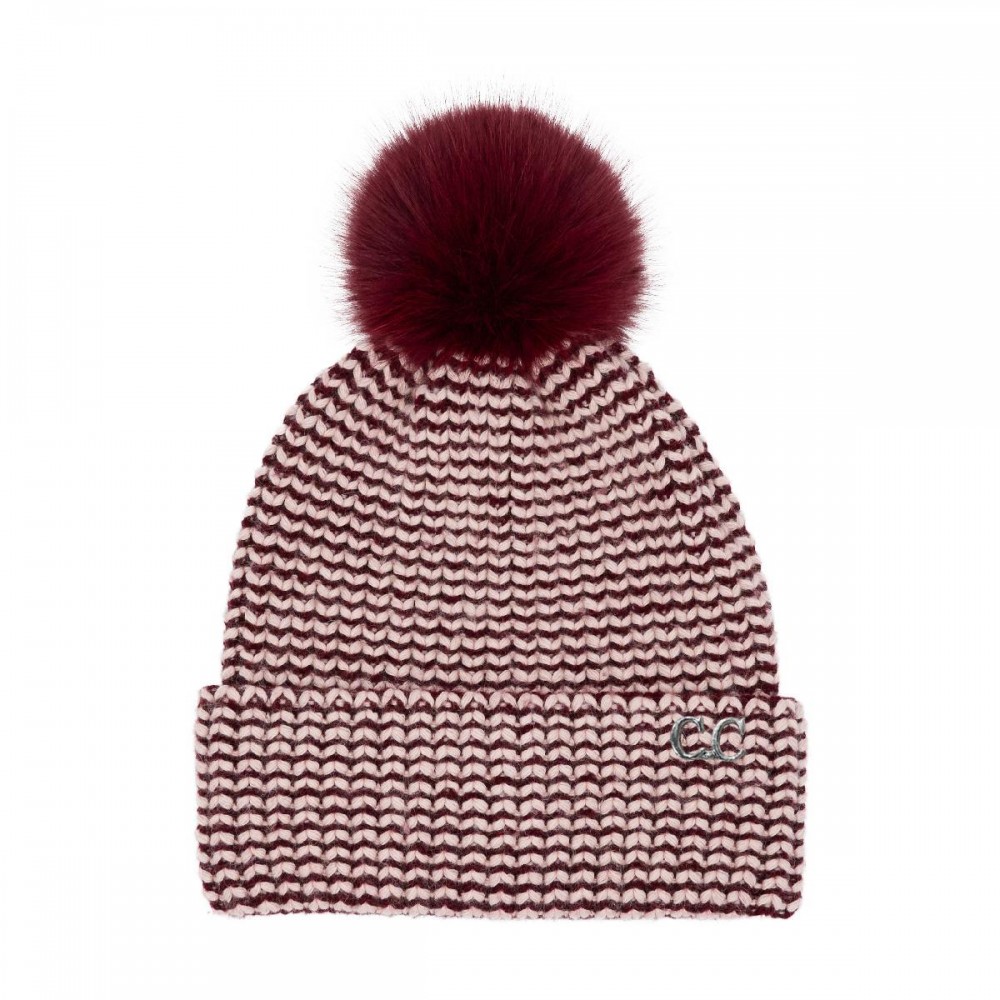 C.C HTC0064 Two Tone Angora Cuff Beanie - 60% Nylon / 30% Viscose / 10% Angora - One Size Fits Most view 2