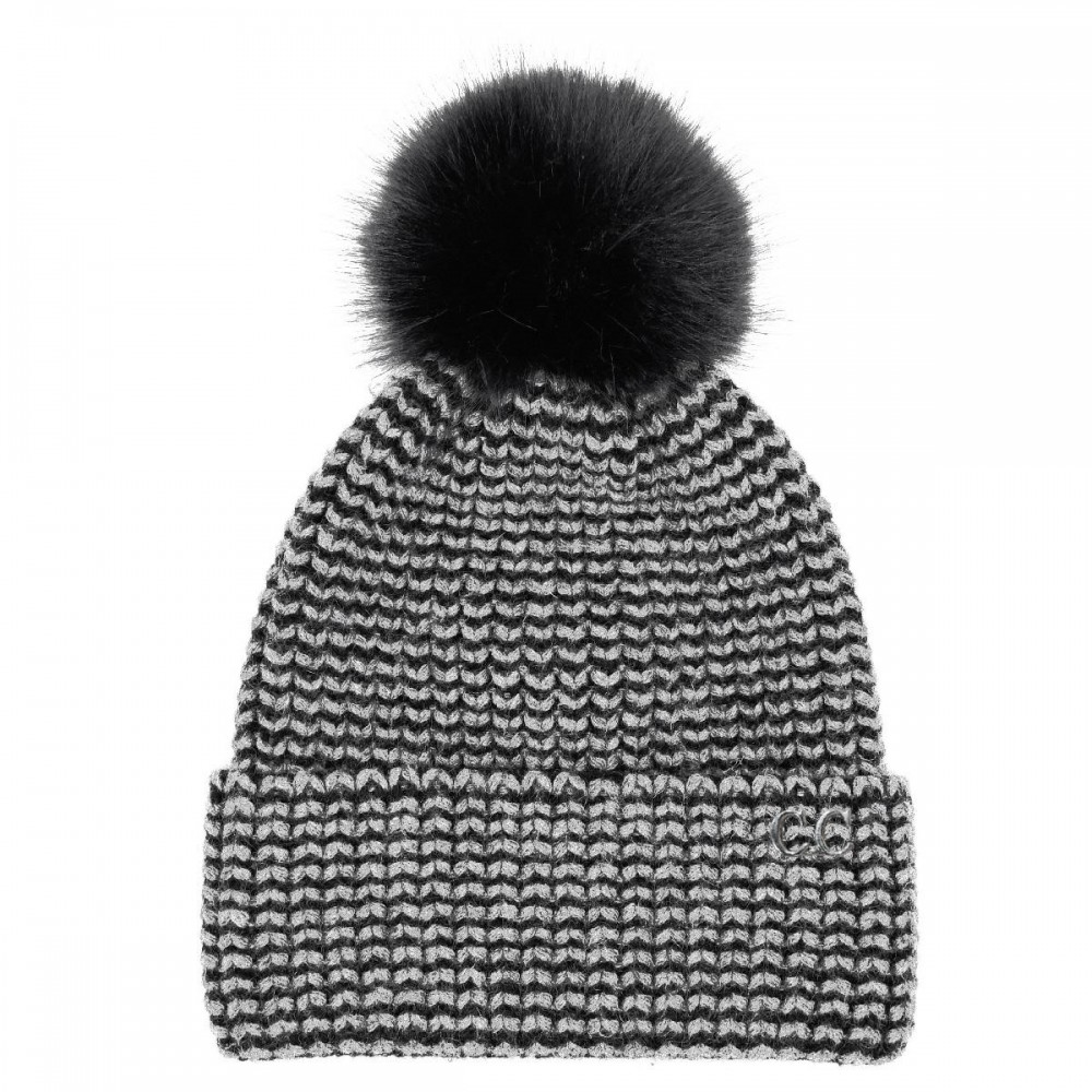 C.C HTC0064 Two Tone Angora Cuff Beanie - 60% Nylon / 30% Viscose / 10% Angora - One Size Fits Most view 2