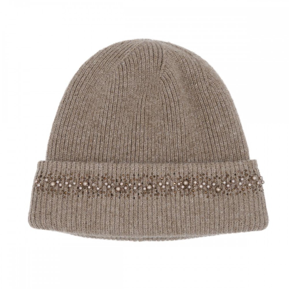 C.C HTC0067 Pear & Rhinestone Embellishments Angora Cuff Beanie - 47% Rayon / 31% Polyester / 22% Nylon - One Size Fits Most view 2