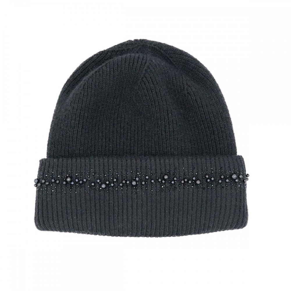 C.C HTC0067 Pear & Rhinestone Embellishments Angora Cuff Beanie - 47% Rayon / 31% Polyester / 22% Nylon - One Size Fits Most view 2
