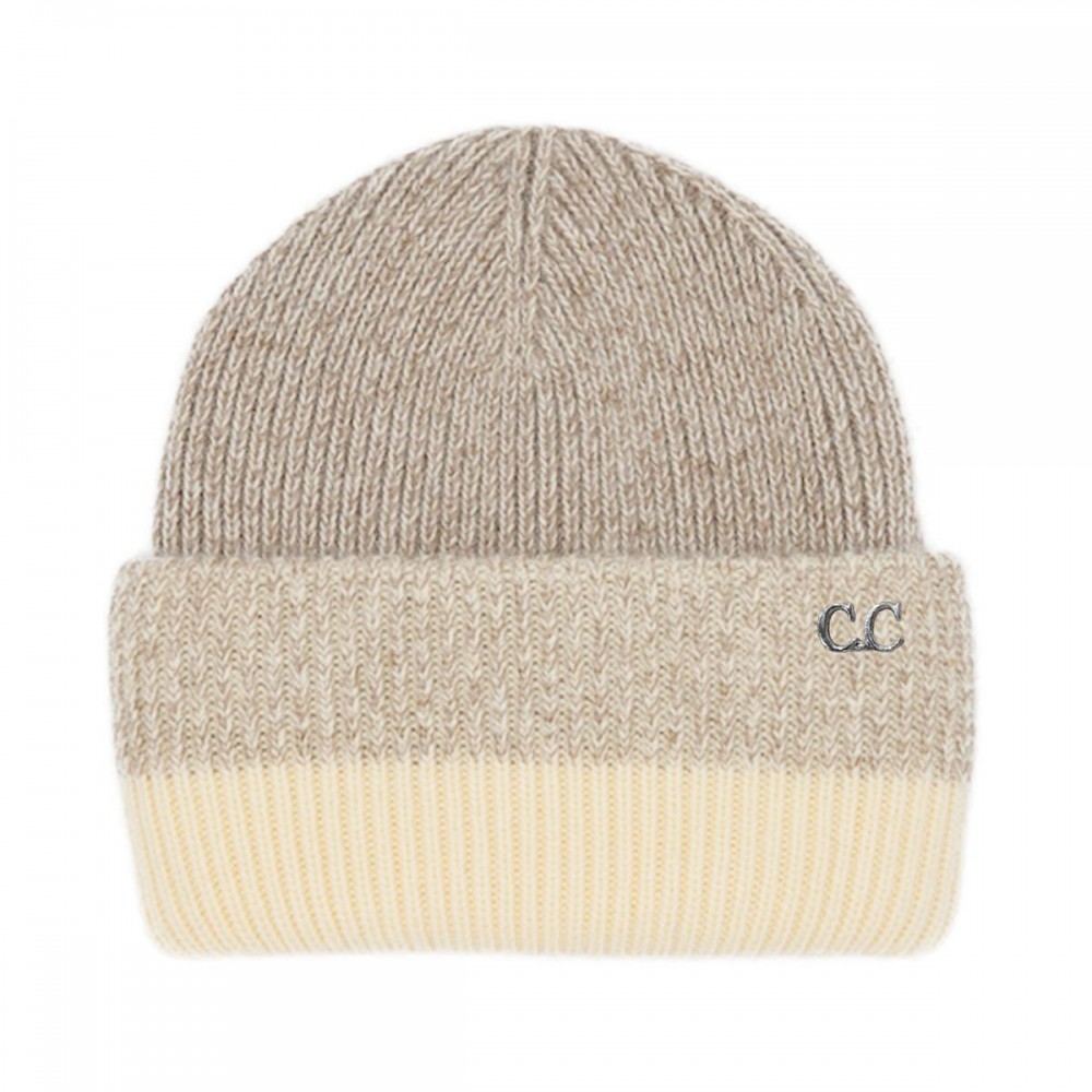 C.C HTC0068 Two-Tone Heather Stripe Cuff Beanie - 60% Nylon / 30% Viscose / 10% Angora - One Size Fits Most view 2