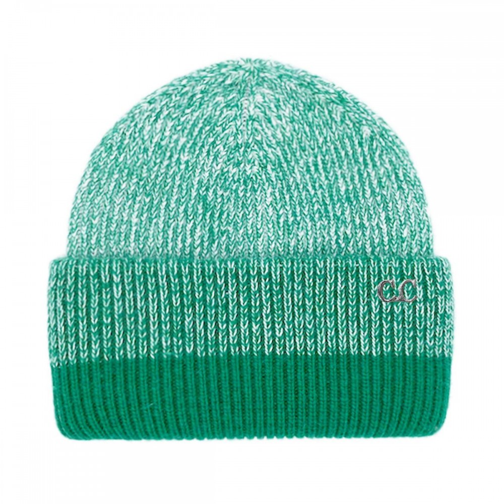 C.C HTC0068 Two-Tone Heather Stripe Cuff Beanie - 60% Nylon / 30% Viscose / 10% Angora - One Size Fits Most view 2