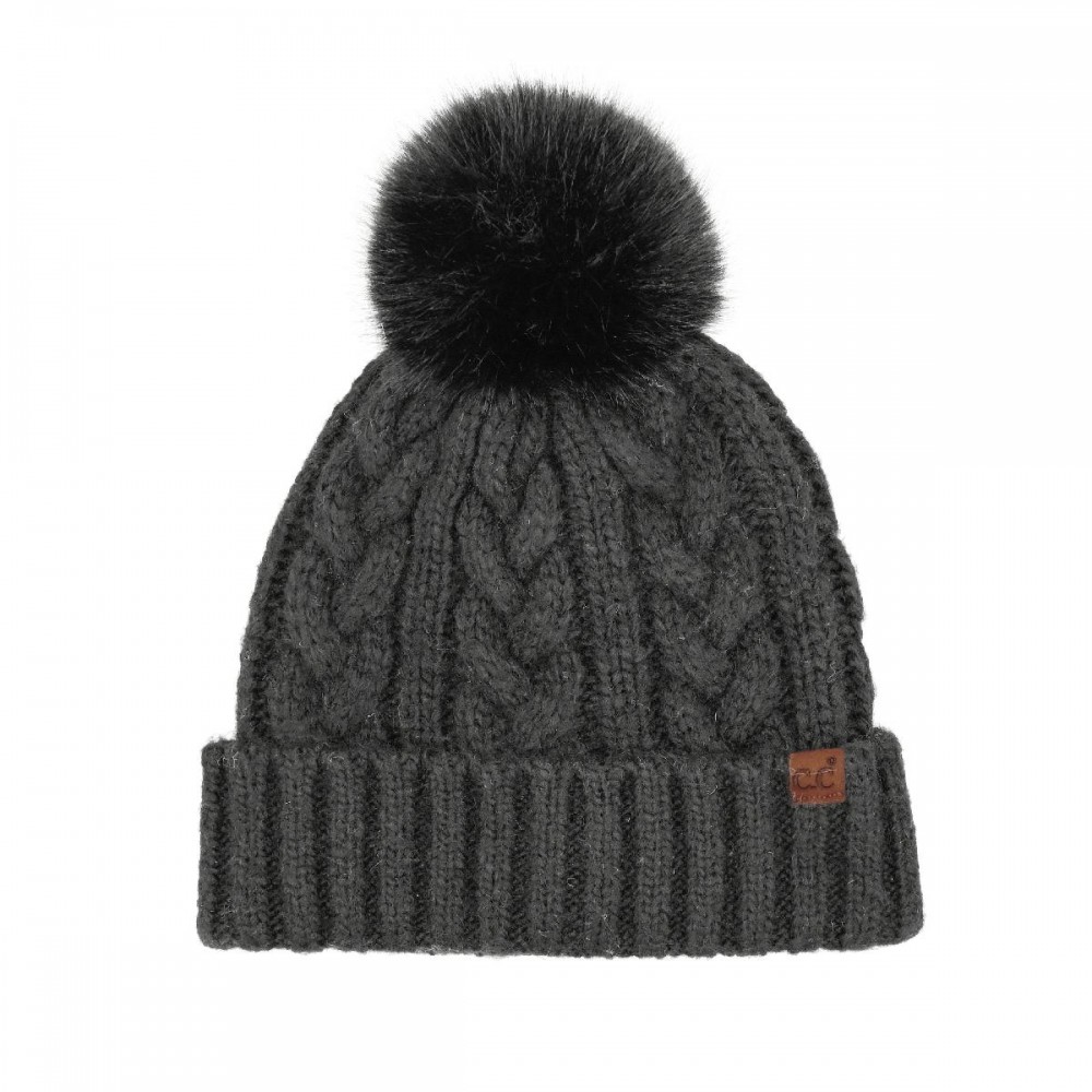 C.C HTE0155 Faux Fur Bow Beanie - 47% Rayon / 31% Polyester / 22% Nylon - One Size Fits Most view 2