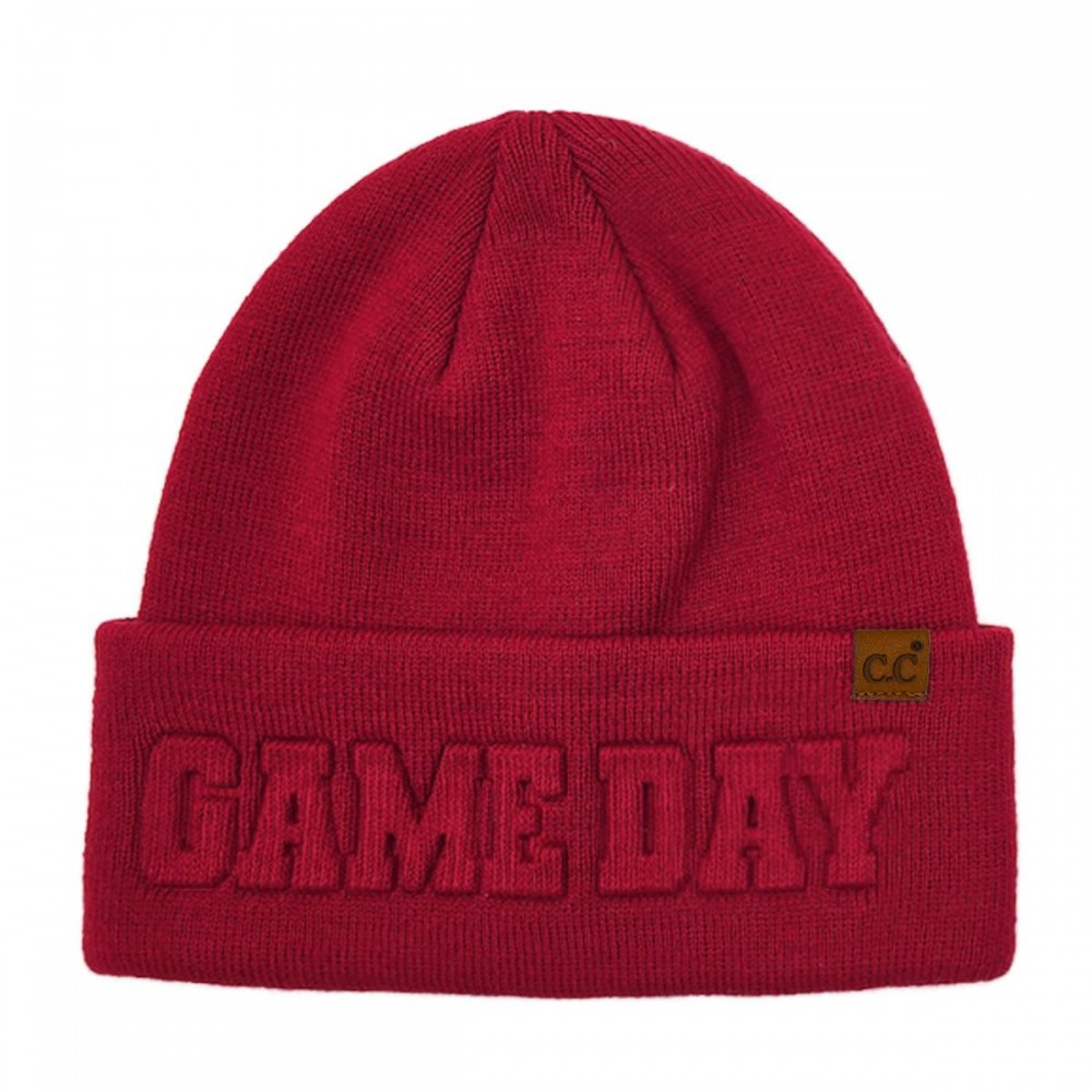 C.C HTC0122 Game Day Embossed Cuff Beanie - 100% Acrylic - One Size Fits Most view 2
