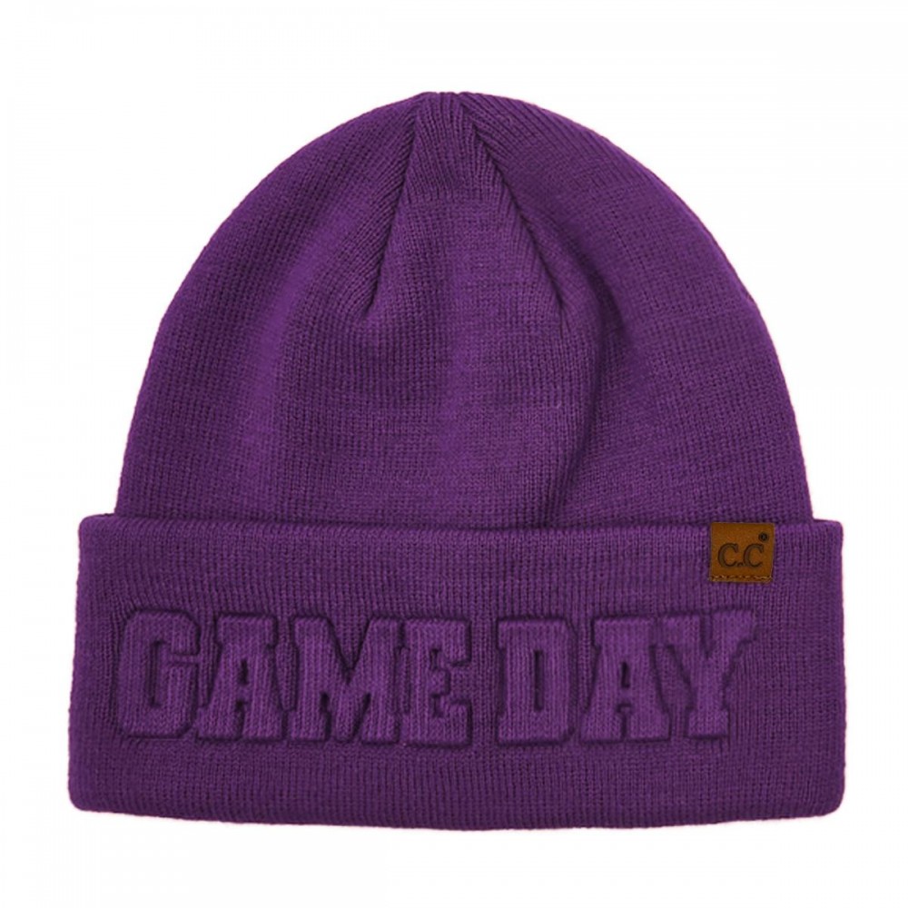 C.C HTC0122 Game Day Embossed Cuff Beanie - 100% Acrylic - One Size Fits Most view 2