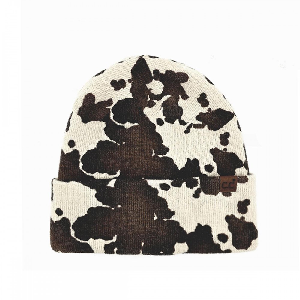 C.C HTC0125 Cow Pattern Beanie - 100% Acrylic - One Size Fits Most view 2