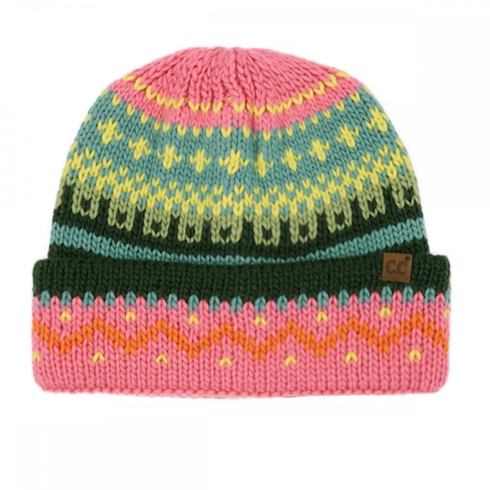C.C HTE0139 Colorful Faire Isle Beanie - 100% Acrylic Iceland Wool - One Size Fits Most view 2