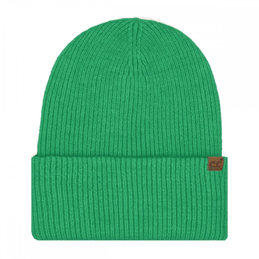 C.C HTE0160 Long Folded Cuff Beanie. - 42% Acrylic / 30% Polyester / 28% Nylon - One Size view 2