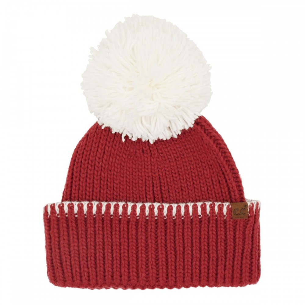 C.C HTE0163 Team Beanie With Yarn Pom. - 100% Acrylic Iceland Wool - One Size view 2