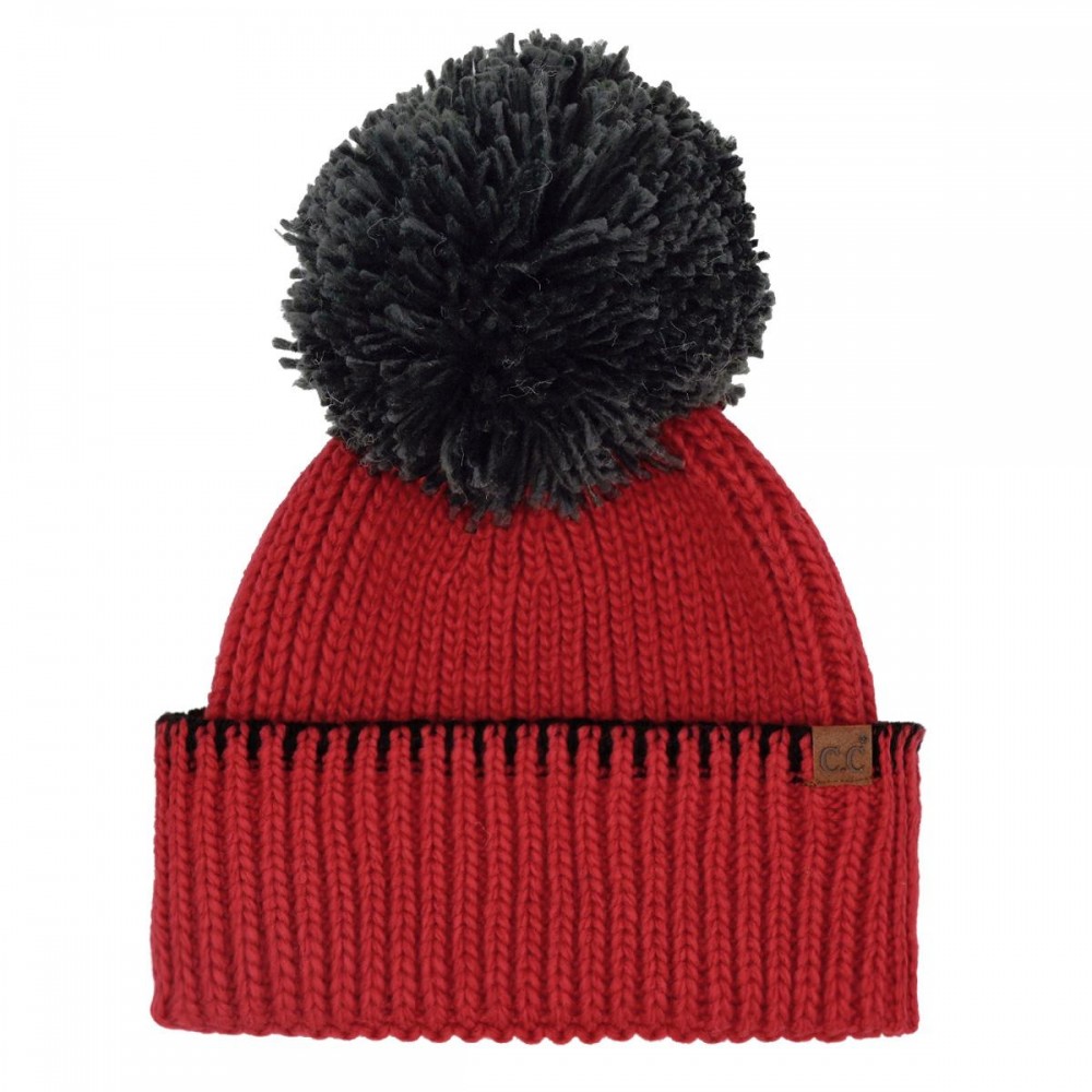 C.C HTE0163 Team Beanie With Yarn Pom. - 100% Acrylic Iceland Wool - One Size view 2