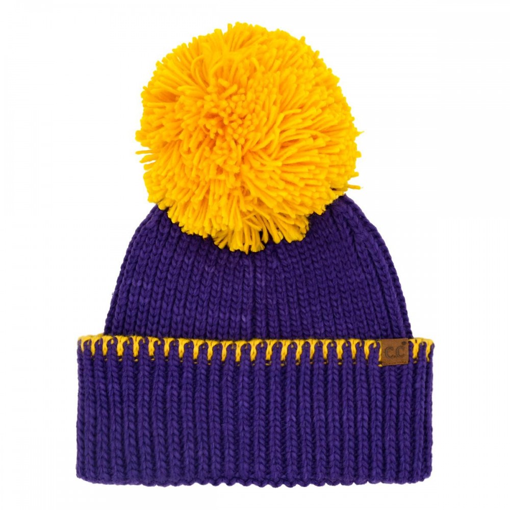 C.C HTE0163 Team Beanie With Yarn Pom. - 100% Acrylic Iceland Wool - One Size view 2