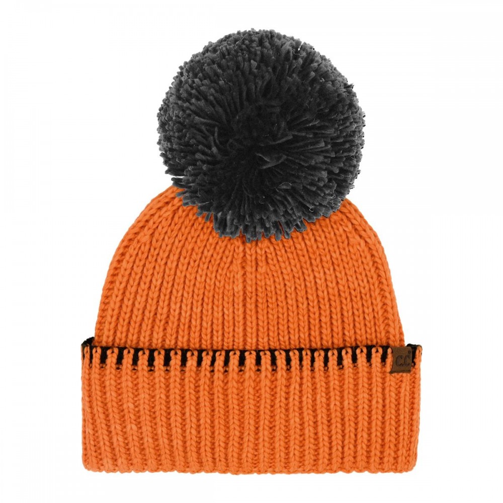 C.C HTE0163 Team Beanie With Yarn Pom. - 100% Acrylic Iceland Wool - One Size view 2