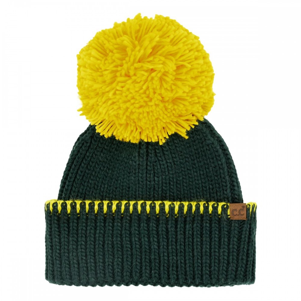 C.C HTE0163 Team Beanie With Yarn Pom. - 100% Acrylic Iceland Wool - One Size view 2