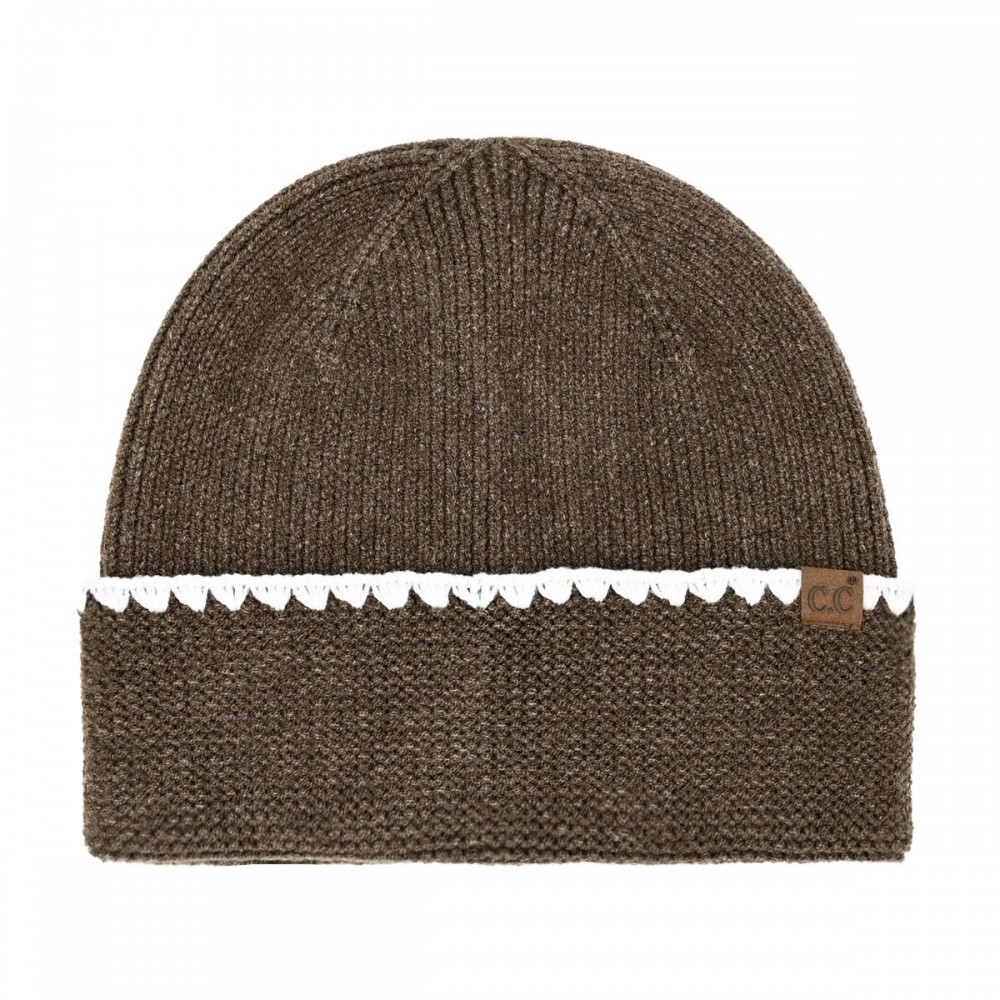 C.C HTE0174 Stitch Cuff Beanie - 47% Rayon / 31% Polyester / 22% Nylon - One Size Fits Most view 2