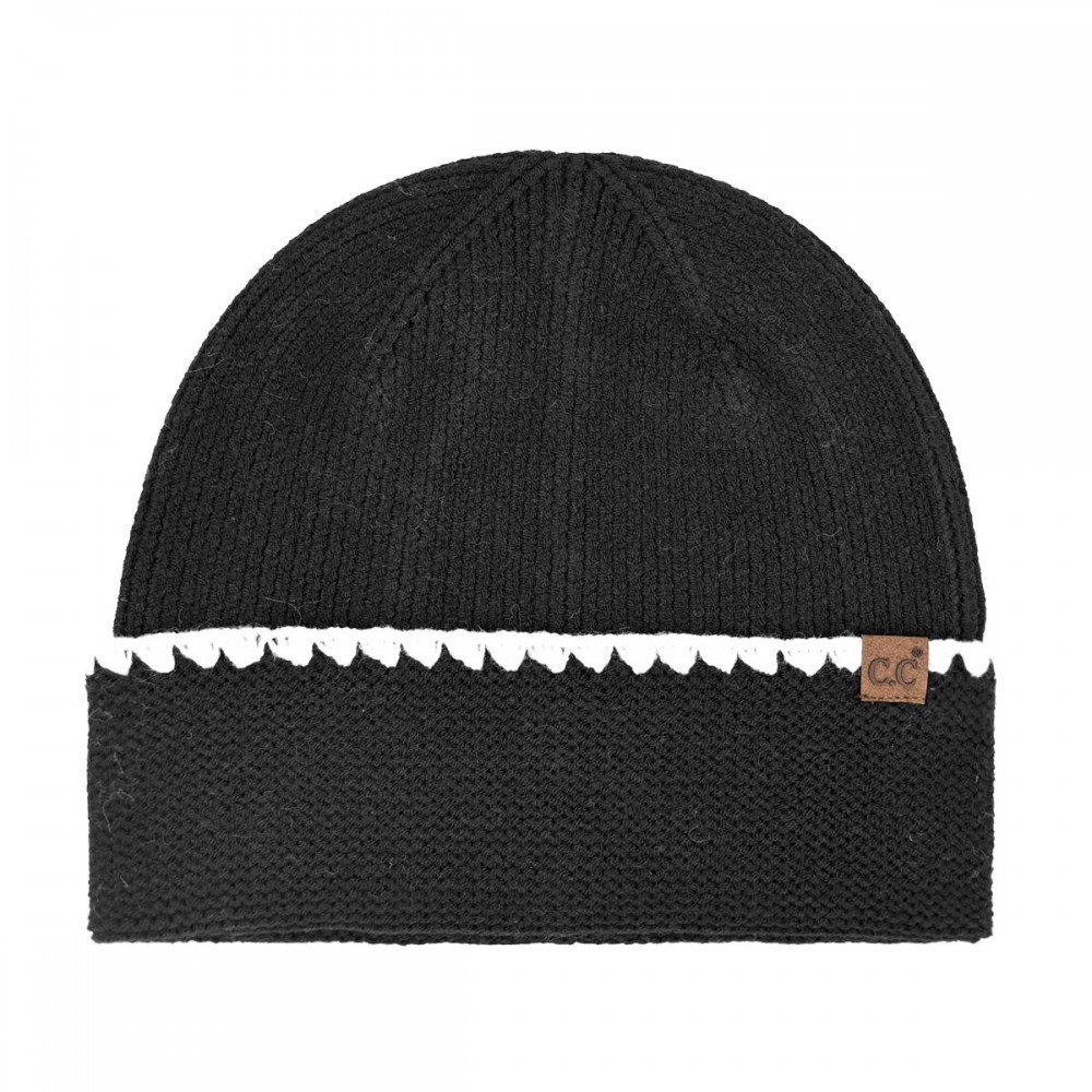 C.C HTE0174 Stitch Cuff Beanie - 47% Rayon / 31% Polyester / 22% Nylon - One Size Fits Most view 2