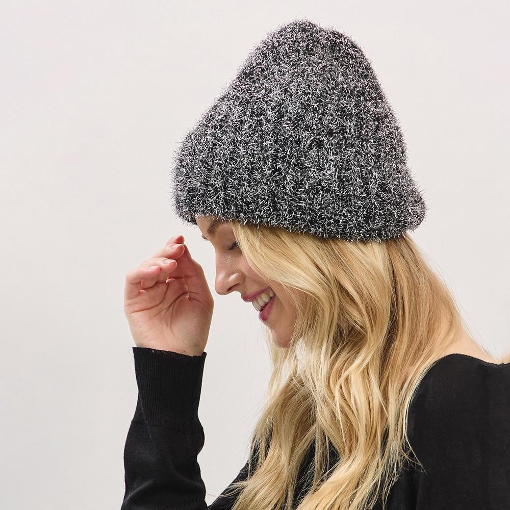 Knit Tinsel Cuff Beanie - 50% Acrylic / 40% Polyester / 10% Spandex - One Size Fits Most view 4