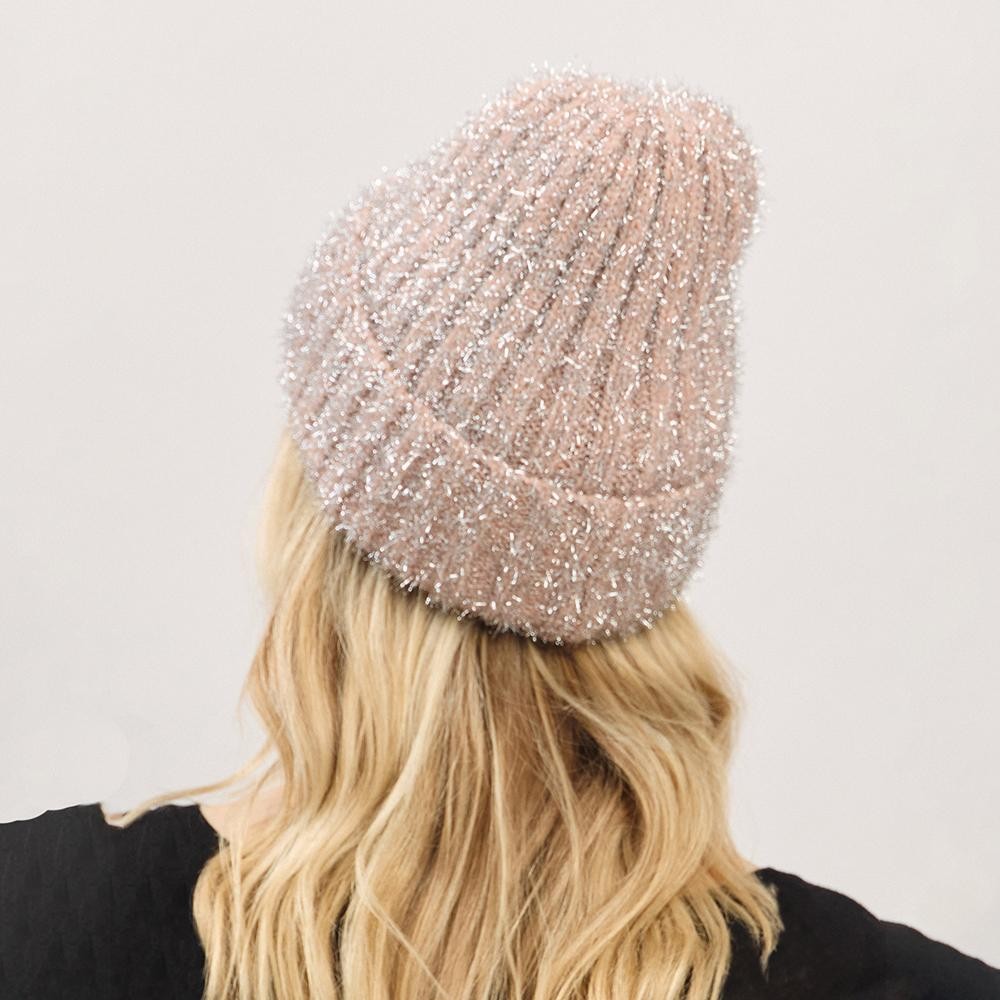 Knit Tinsel Cuff Beanie - 50% Acrylic / 40% Polyester / 10% Spandex - One Size Fits Most view 6