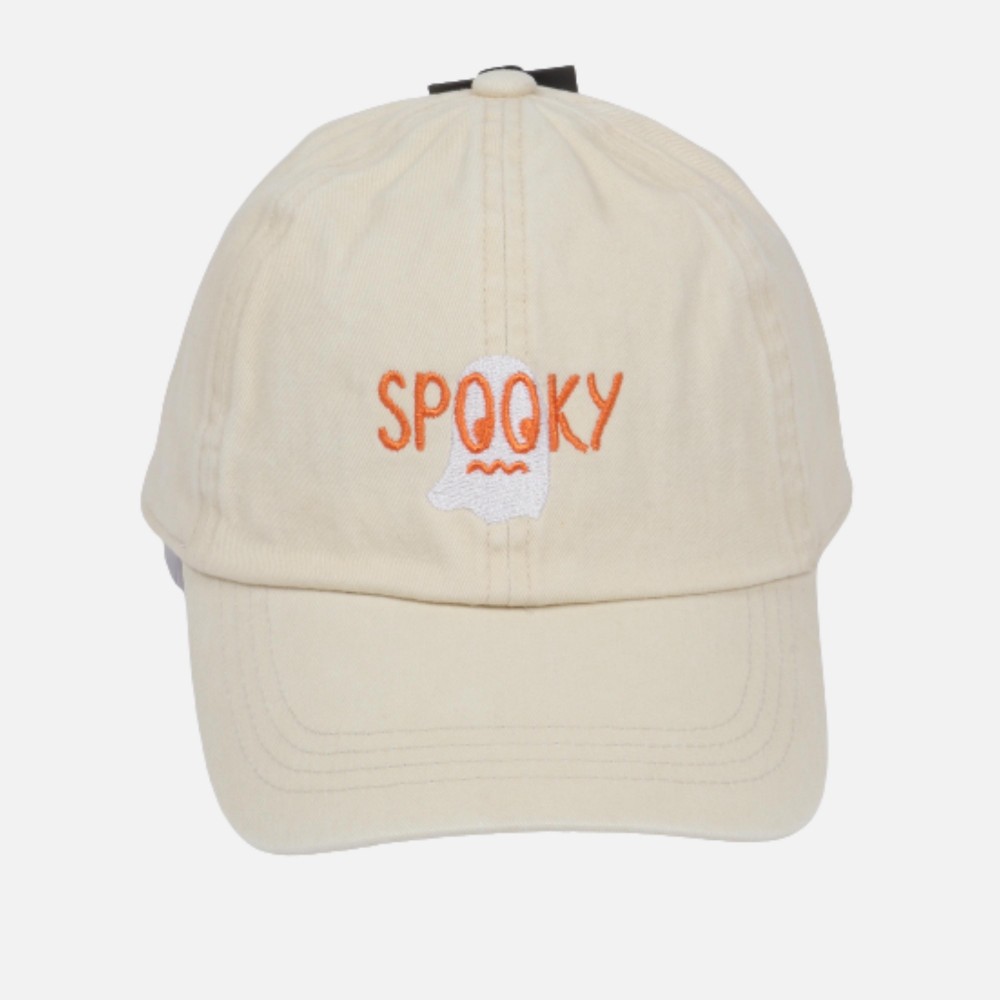 Spooky Ghost Embroidered Baseball Cap - One Size Fits Most - Buckle Adjustable - 100% Cotton view 2