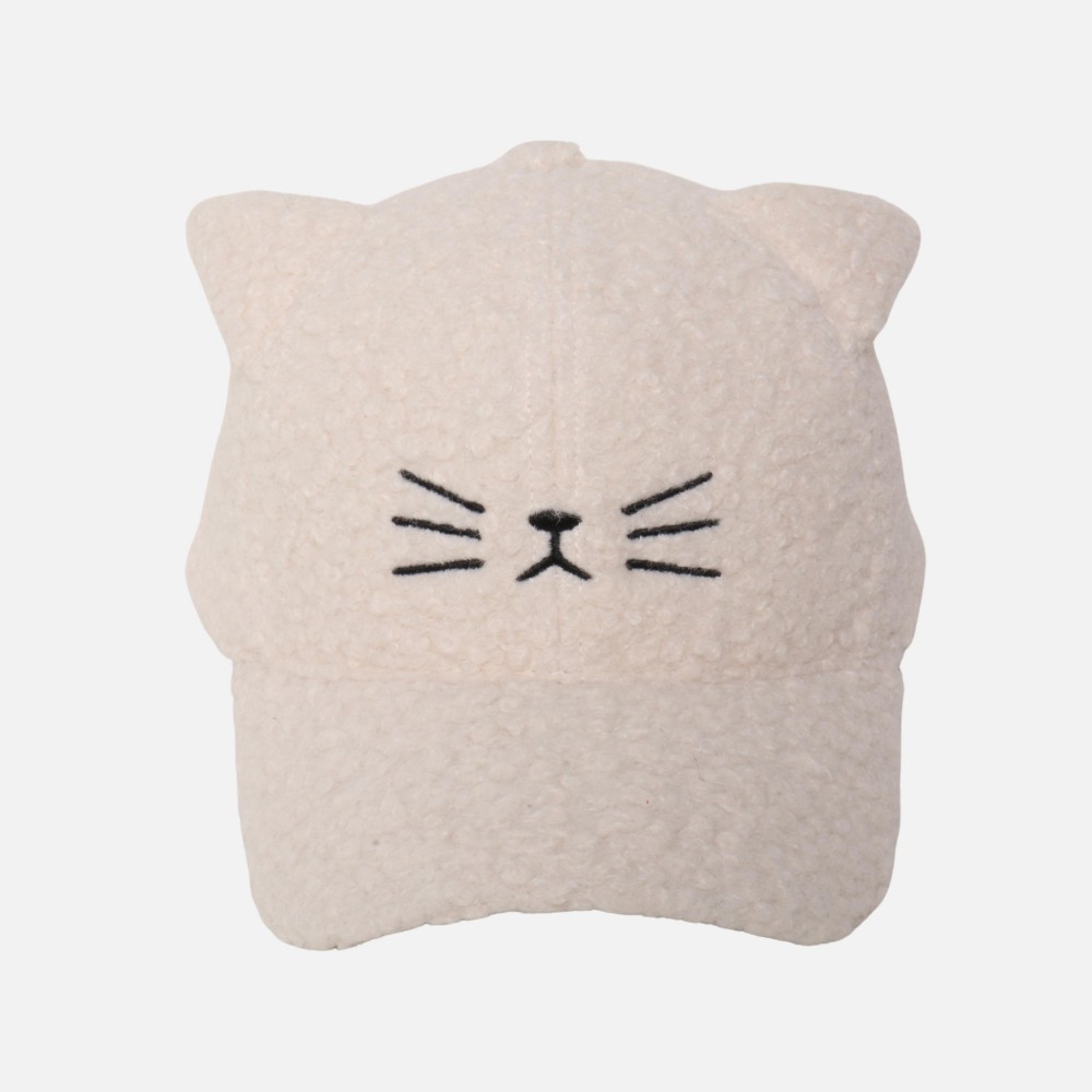 Sherpa Cat Baseball Cap With Cat Ear Details - One Size Fits Most - Snap Back Closure - 100% Polyester view 2
