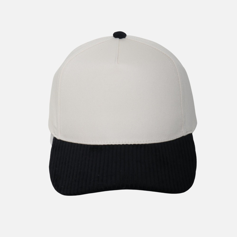 Blank Two Tone Baseball Cap With Corduroy Bill - One Size Fits Most - Snap Back Closure - 100% Cotton view 2