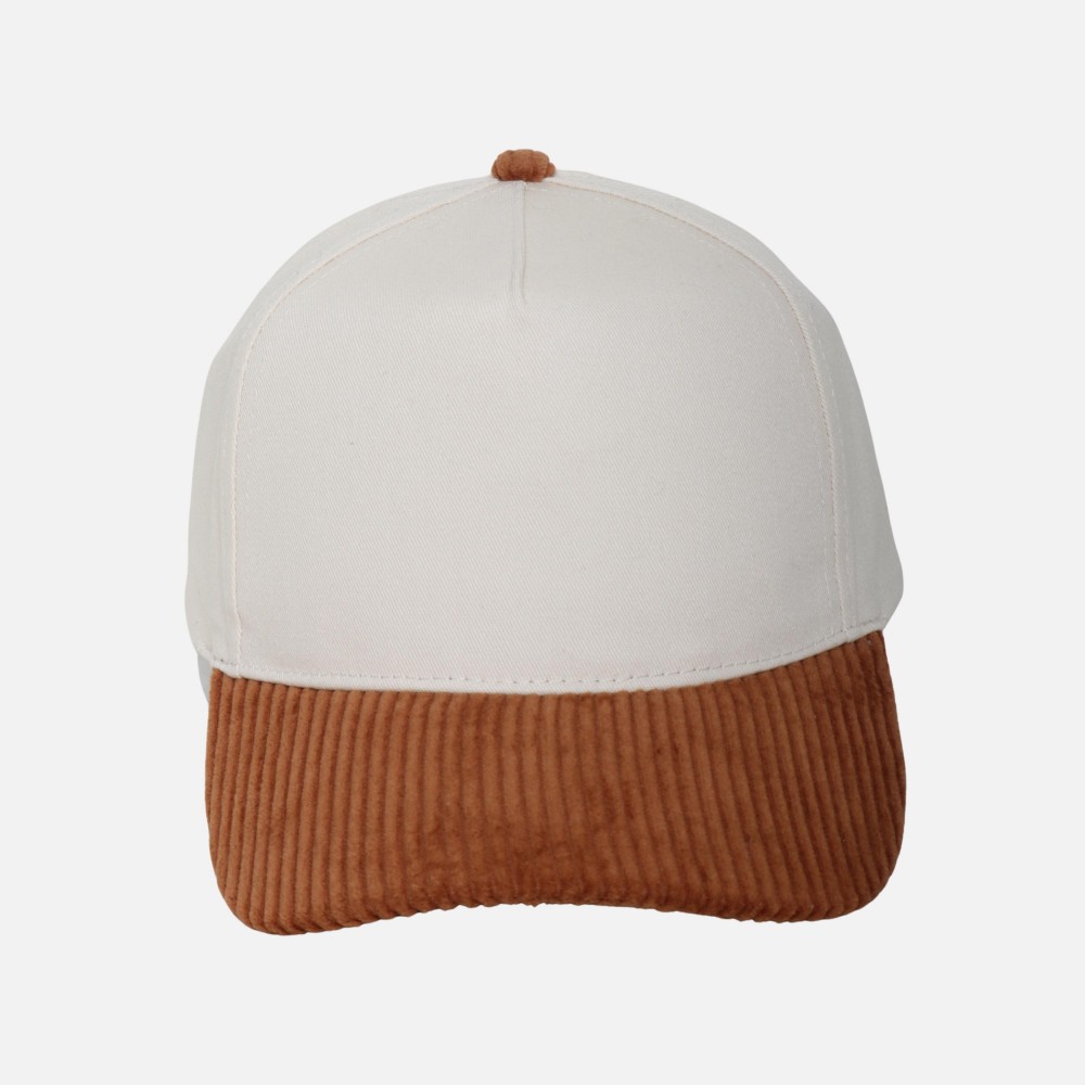 Blank Two Tone Baseball Cap With Corduroy Bill - One Size Fits Most - Snap Back Closure - 100% Cotton view 2