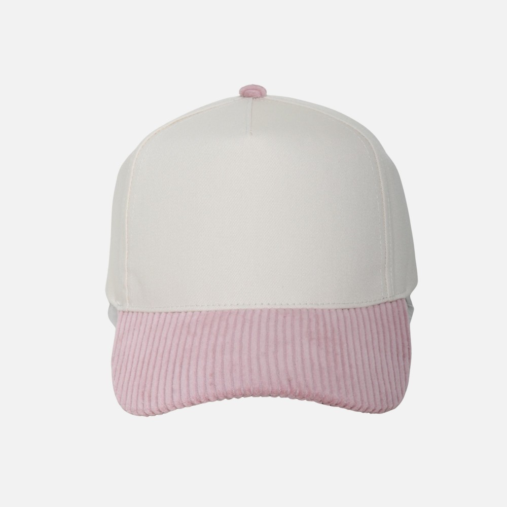 Blank Two Tone Baseball Cap With Corduroy Bill - One Size Fits Most - Snap Back Closure - 100% Cotton view 2