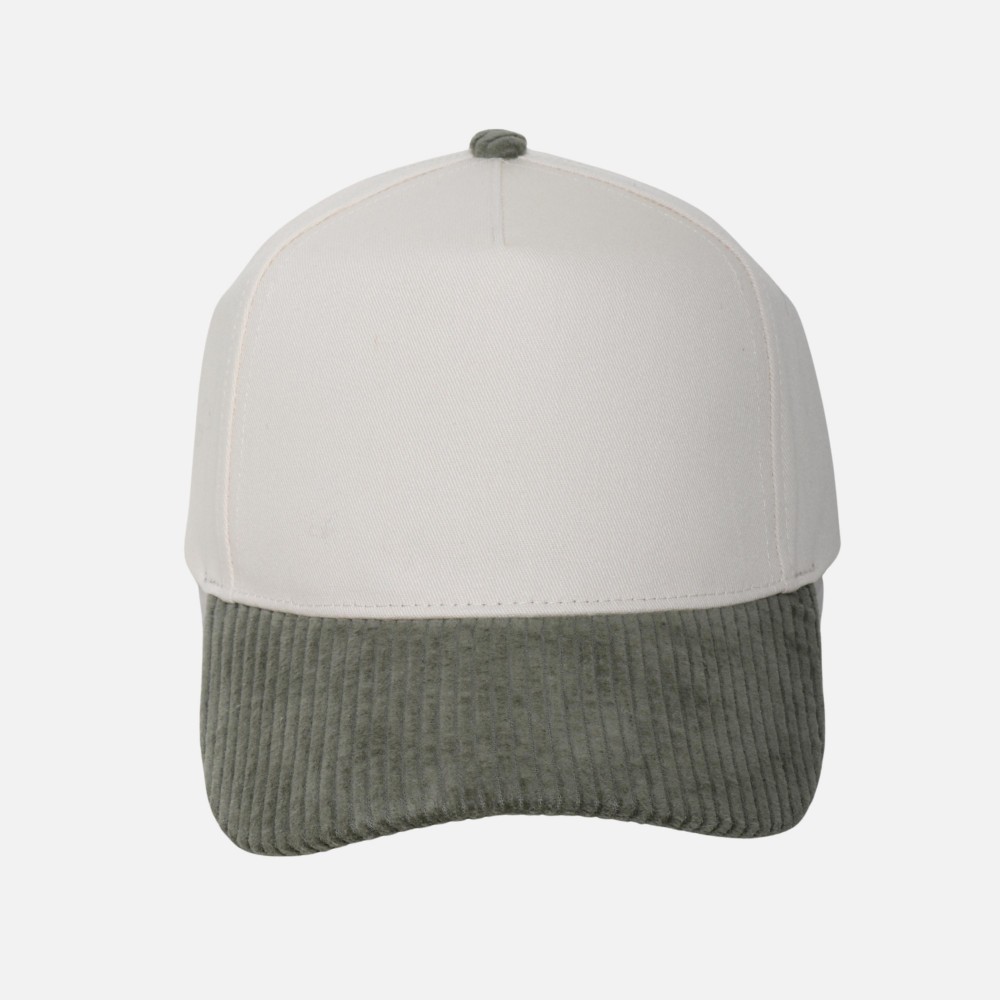 Blank Two Tone Baseball Cap With Corduroy Bill - One Size Fits Most - Snap Back Closure - 100% Cotton view 2