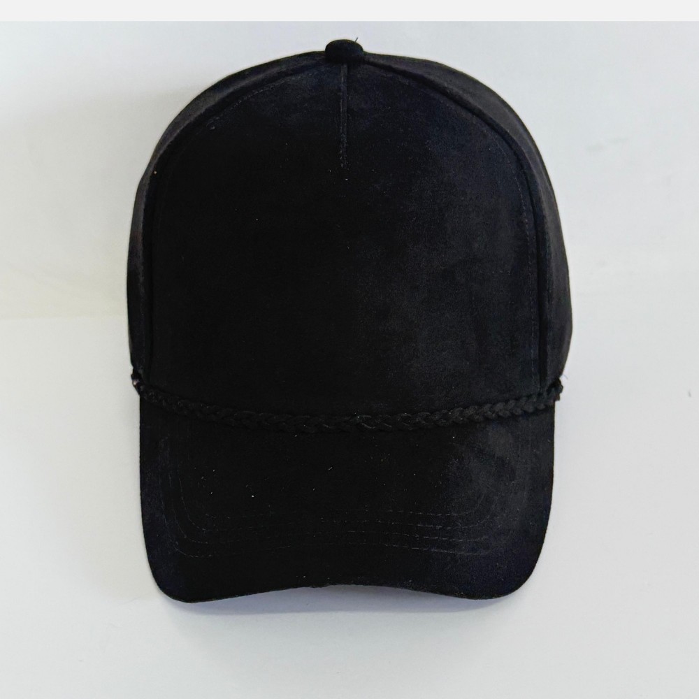 Suede Baseball Hat With Braided Hat Band - One Size Fits Most - Snap Back Closure - 100% Polyester view 2