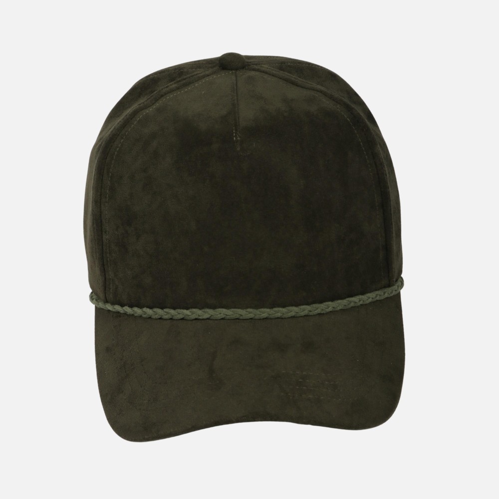 Suede Baseball Hat With Braided Hat Band - One Size Fits Most - Snap Back Closure - 100% Polyester view 2