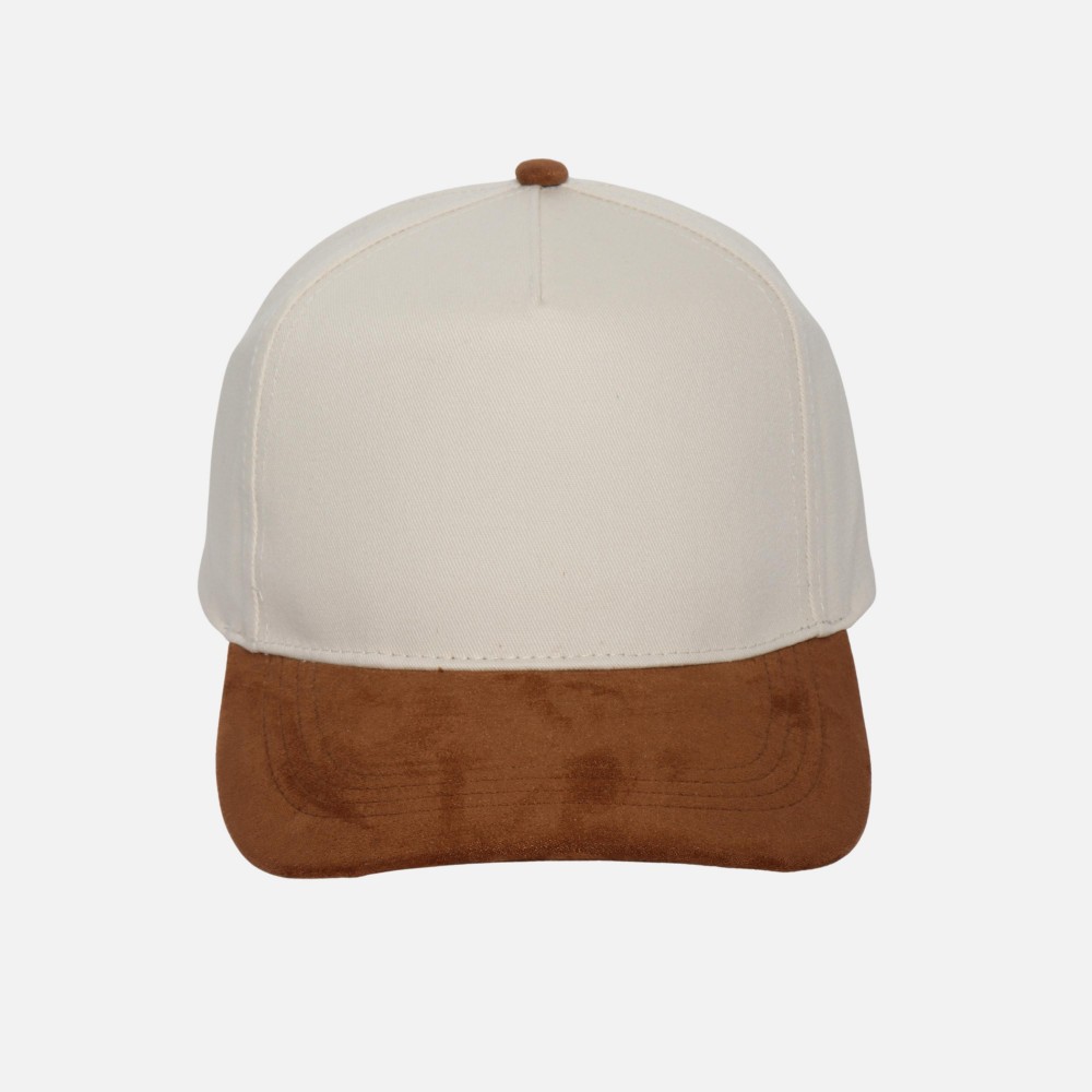 Blank Two Tone Baseball Cap With Suede Bill - One Size Fits Most - Snap Back Closure - 65% Cotton 35% Polyester view 2