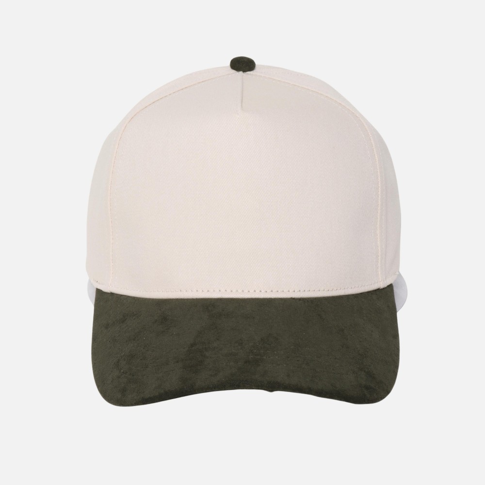 Blank Two Tone Baseball Cap With Suede Bill - One Size Fits Most - Snap Back Closure - 65% Cotton 35% Polyester view 2