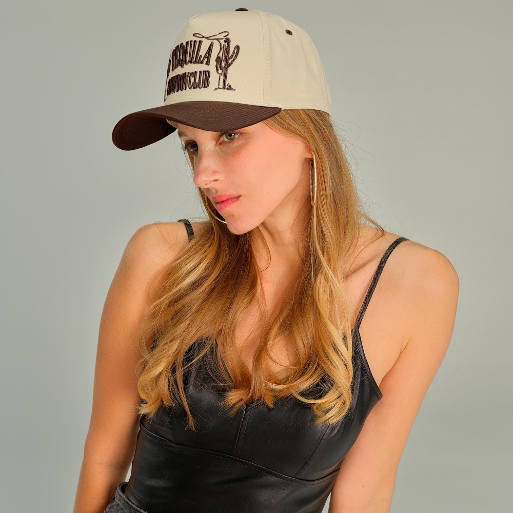 TCM0018 "Tequila Cowboy Club" Embroidered Two Tone Baseball Cap - One Size Fits Most - Snap Back Closure - 100% Cotton view 4