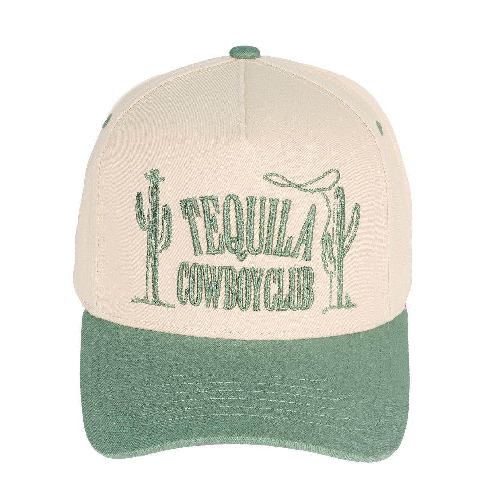 TCM0018 "Tequila Cowboy Club" Embroidered Two Tone Baseball Cap - One Size Fits Most - Snap Back Closure - 100% Cotton view 2