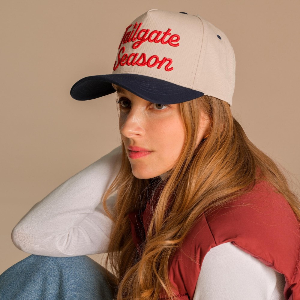 TCM0046 "Tailgate Season" Embroidered Two Tone Baseball Cap - One Size Fits Most - Snap Back Closure - 100% Cotton view 4