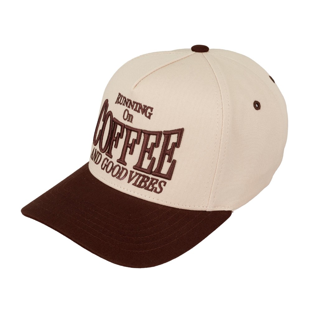 TCM0046 "Running On Coffee And Good Vibes" Embroidered Two Tone Baseball Cap - One Size Fits Most - Snap Back Closure - 100% Cotton view 6