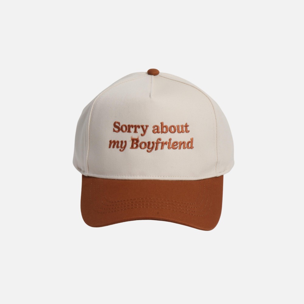 "Sorry about my Boyfriend" Embroidered Two Tone Baseball Cap - One Size Fits Most - Snap Back Closure - 100% Cotton view 2