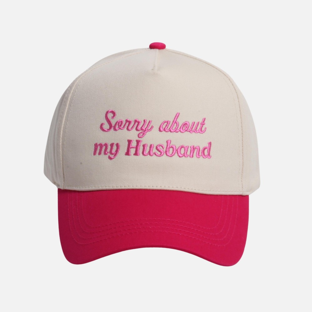 'Sorry about my Husband' Embroidered Two Tone Baseball Cap - One Size Fits Most - Snap Back Closure - 100% Cotton view 2
