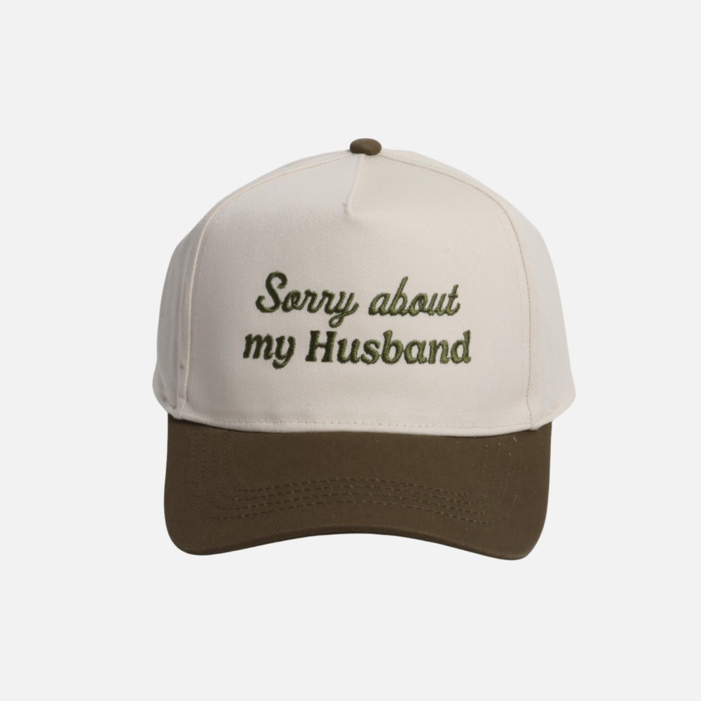 'Sorry about my Husband' Embroidered Two Tone Baseball Cap - One Size Fits Most - Snap Back Closure - 100% Cotton view 2
