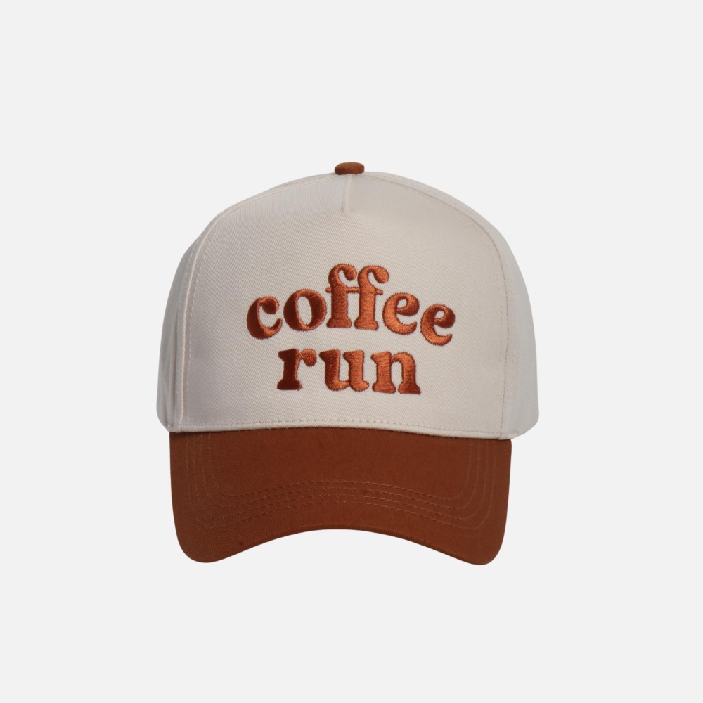 "coffee run" Embroidered Two Tone Baseball Cap - One Size Fits Most - Snap Back Closure - 100% Cotton view 2