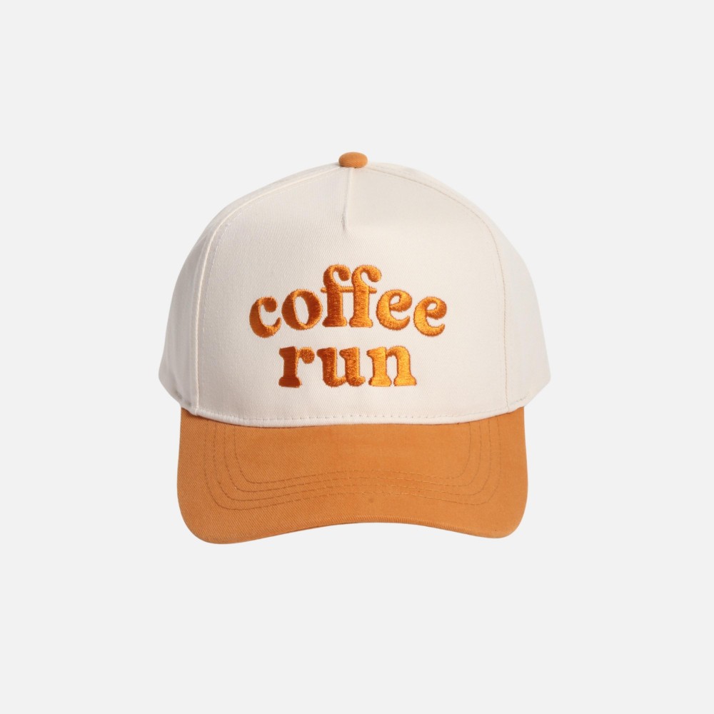 "coffee run" Embroidered Two Tone Baseball Cap - One Size Fits Most - Snap Back Closure - 100% Cotton view 2