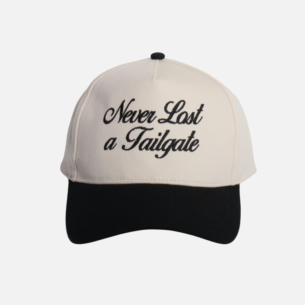 "Never Lost A Tailgate" Embroidered Two Tone Baseball Cap - One Size Fits Most - Snap Back Closure - 100% Cotton view 2