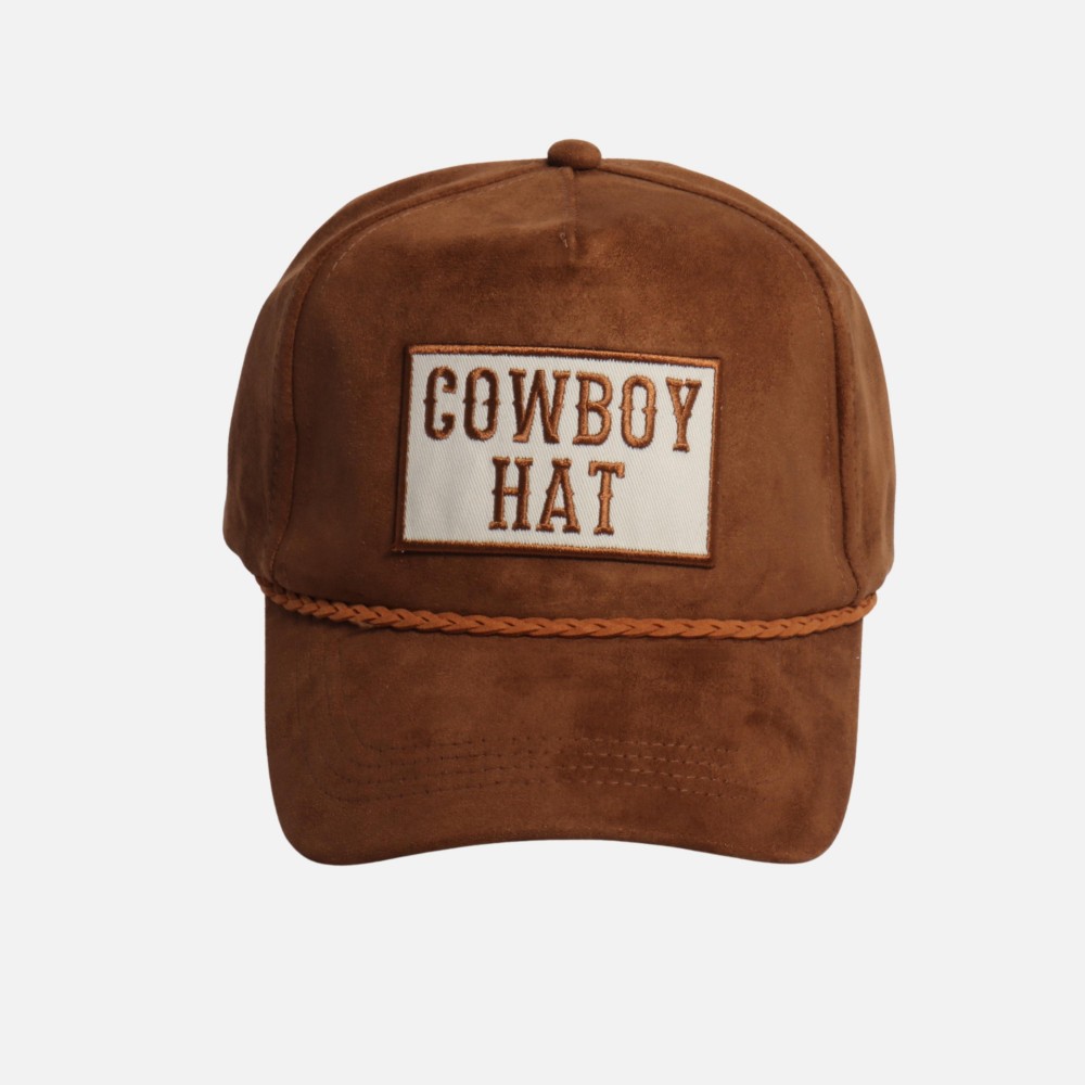 Faux Suede "COWBOY HAT" Embroidered Patch Baseball Cap - One Size Fits Most - Snap Back Closure - 100% Polyester view 2