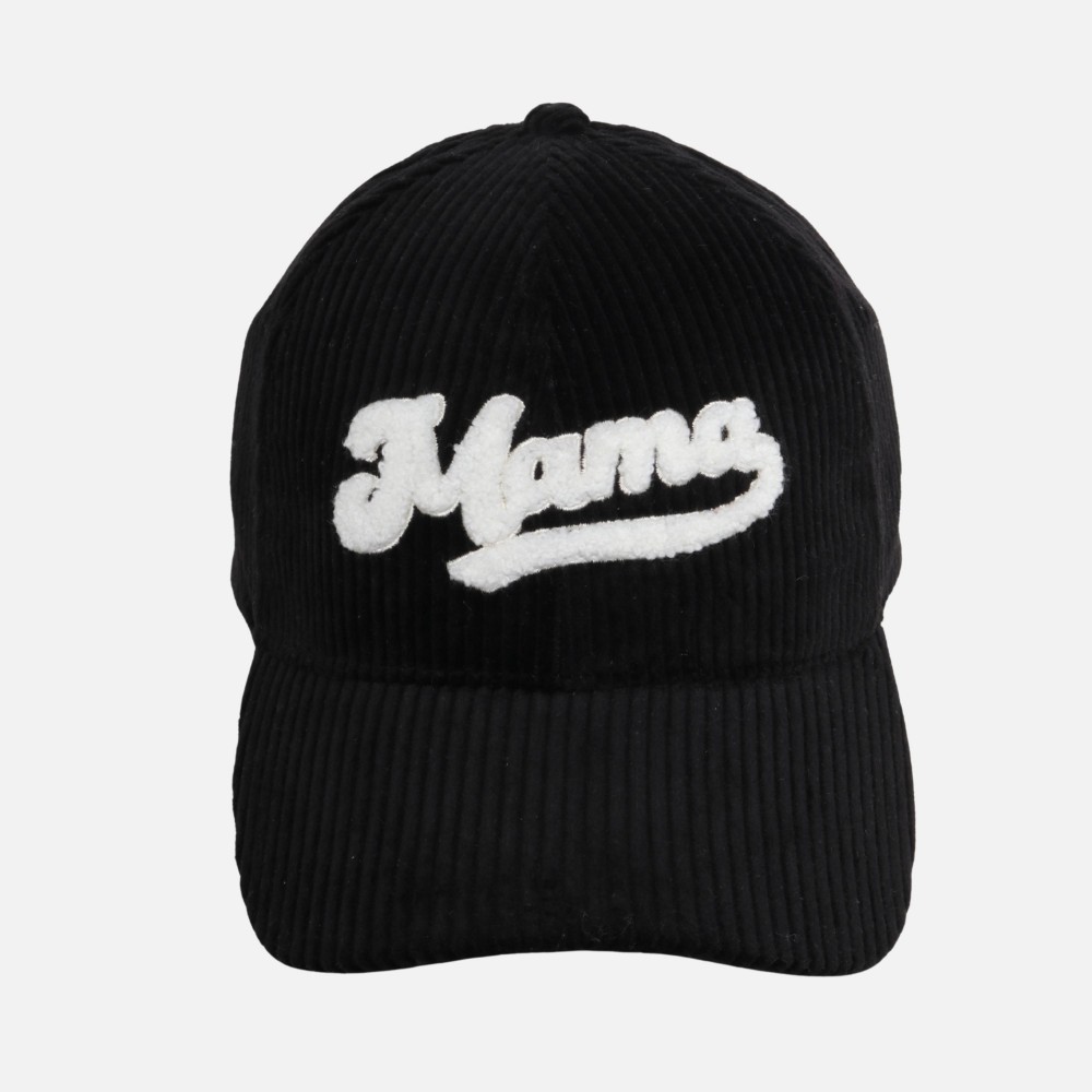 'Mama' Chenille Patch Corduroy Embroidered Baseball Cap - One Size Fits Most - Slide Buckle Adjustment - 100% Cotton view 2