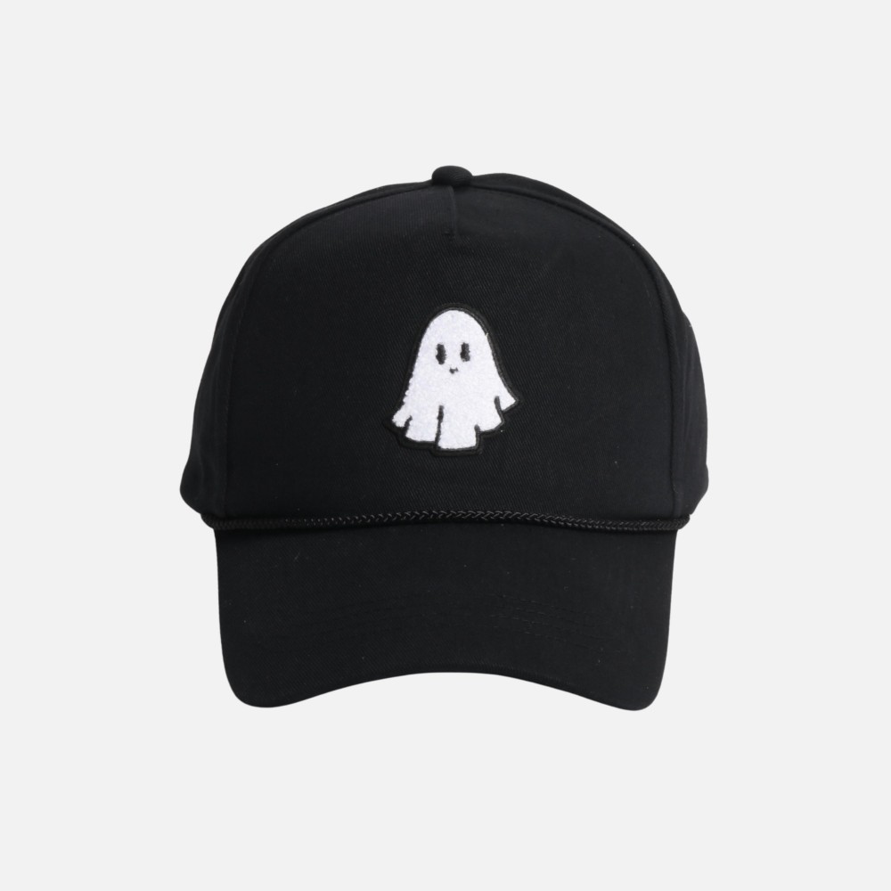 Embroidered Ghost Baseball Cap With Rope Band Detail - One Size Fits Most - Snap Back Closure - 100% Cotton view 2
