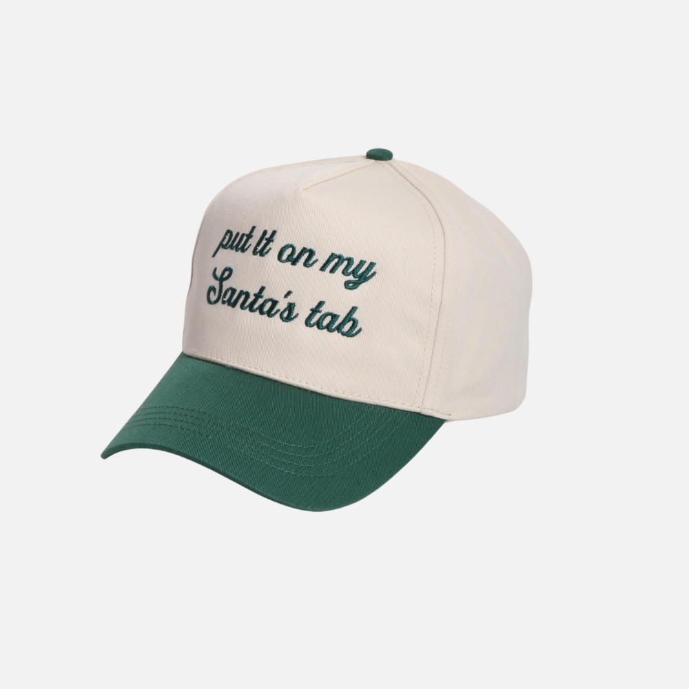 "put it on my Santa's tab" Embroidered Two Tone Baseball Cap - One Size Fits Most - Snap Back Closure - 100% Cotton view 2