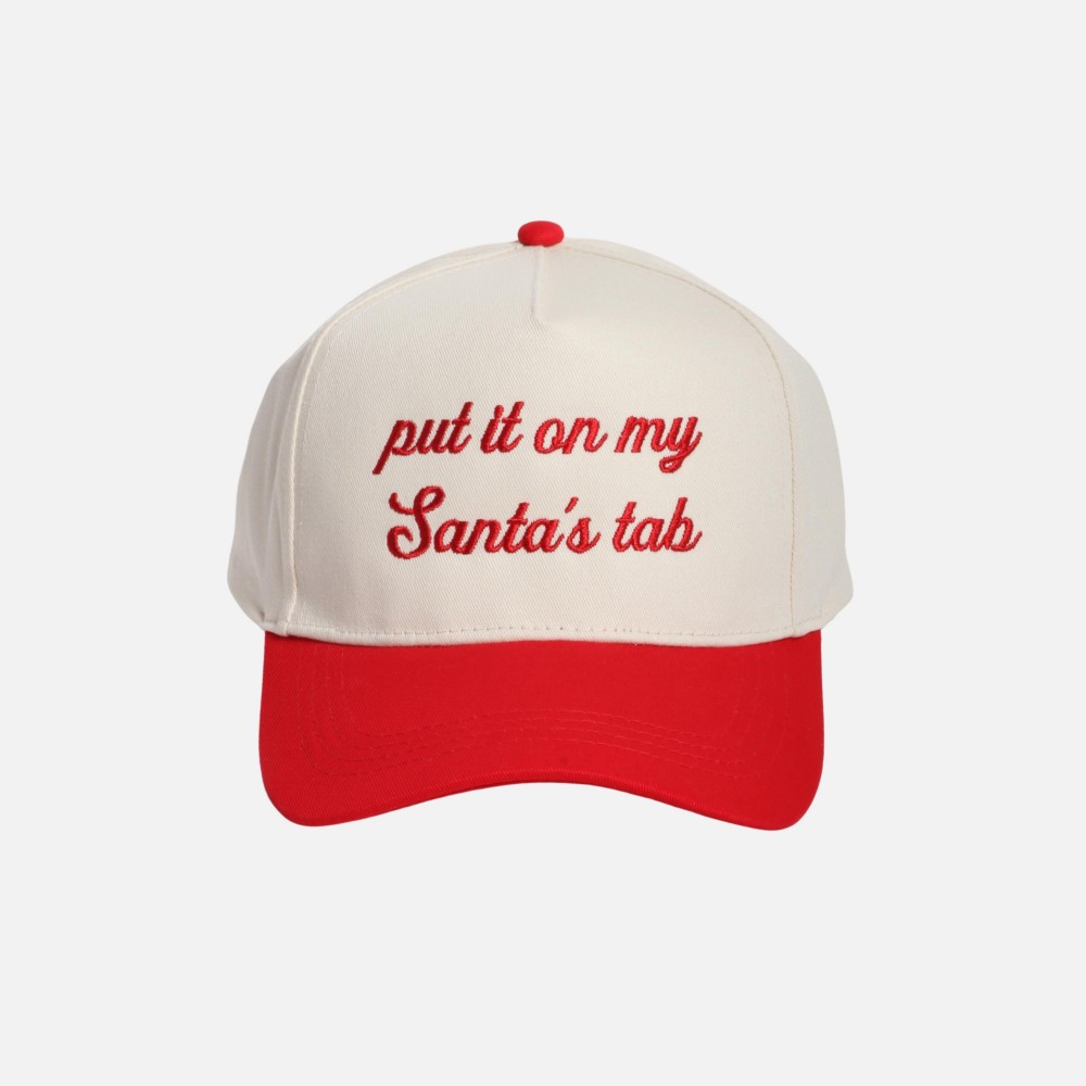 "put it on my Santa's tab" Embroidered Two Tone Baseball Cap - One Size Fits Most - Snap Back Closure - 100% Cotton view 2