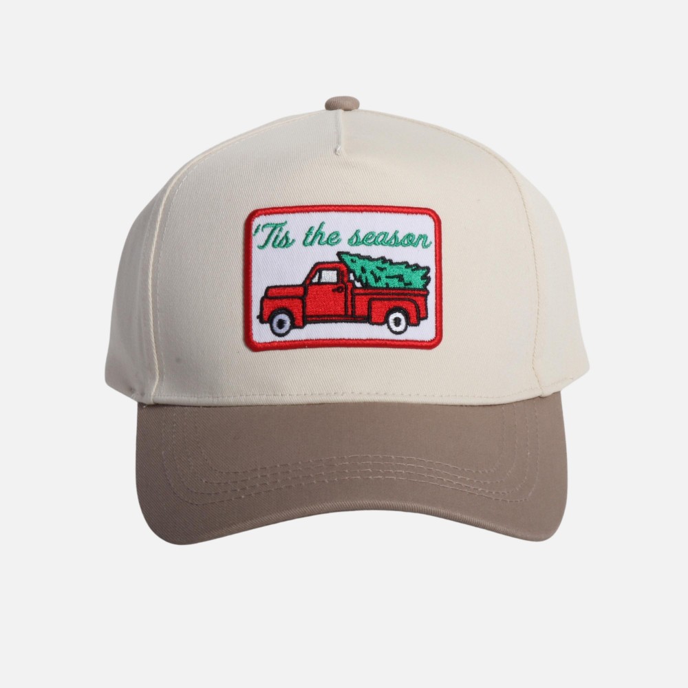 "Tis the season" Embroidered Patch Two Tone Baseball Cap - One Size Fits Most - Snap Back Closure - 100% Cotton view 2