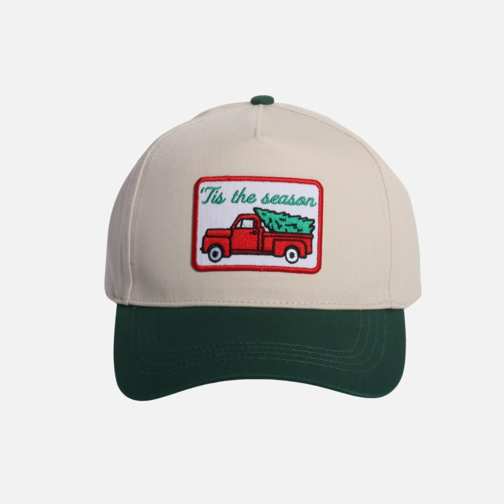 "Tis the season" Embroidered Patch Two Tone Baseball Cap - One Size Fits Most - Snap Back Closure - 100% Cotton view 2